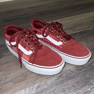 Vans Ward Platform Plaid Mix Port Women's Sneaker Size 7.5 Maroon